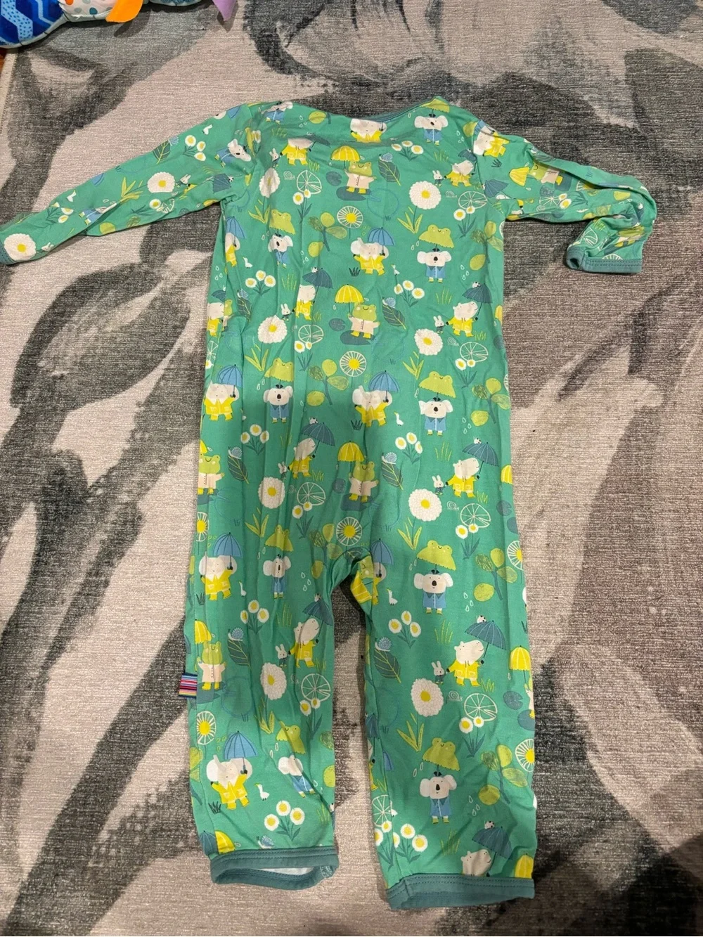 Magnetic me 6-9 month green rain footless onesie